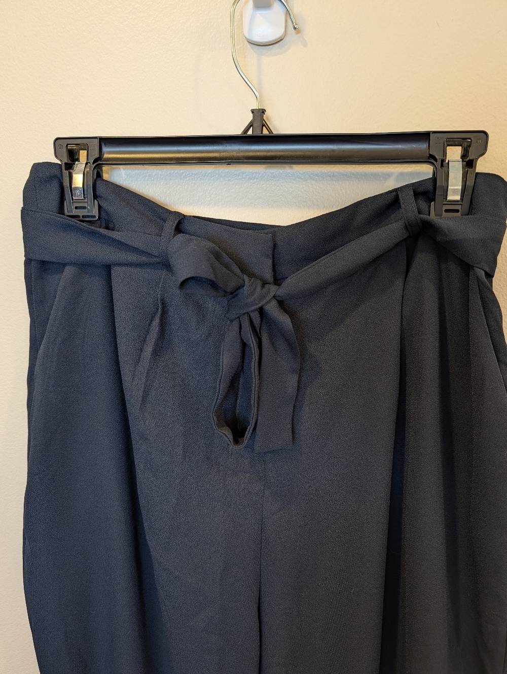 ASOS Navy Tailored Trousers with Tie Waist - Picture 3 of 7